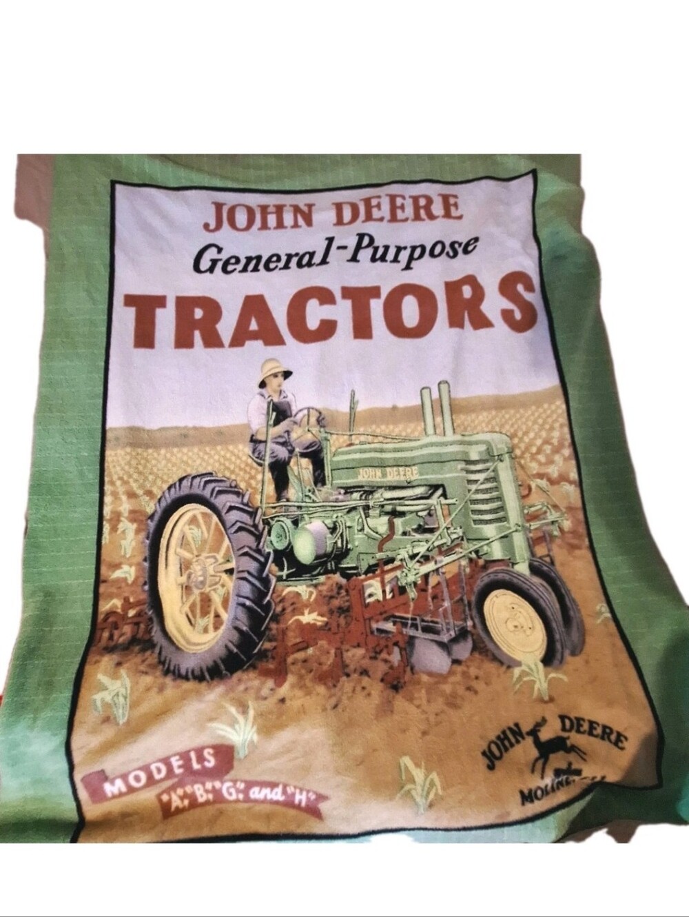 John Deere Vintage General Purpose Fleece Tractors Throw Blanket 58 x 47 in